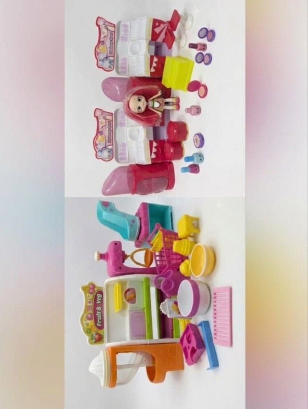 Huge Shopkins Playset Bundle Shoppies Donatina Doll Fruit Veg Stand Makeup Spot
